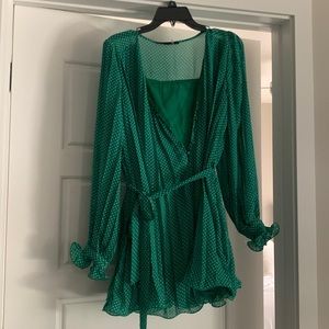 Green polka dot romper! Worn only once. Size small